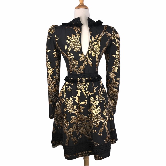 Andrew GN Black & Gold Brocade Tassel Dress - Picture 3 of 9
